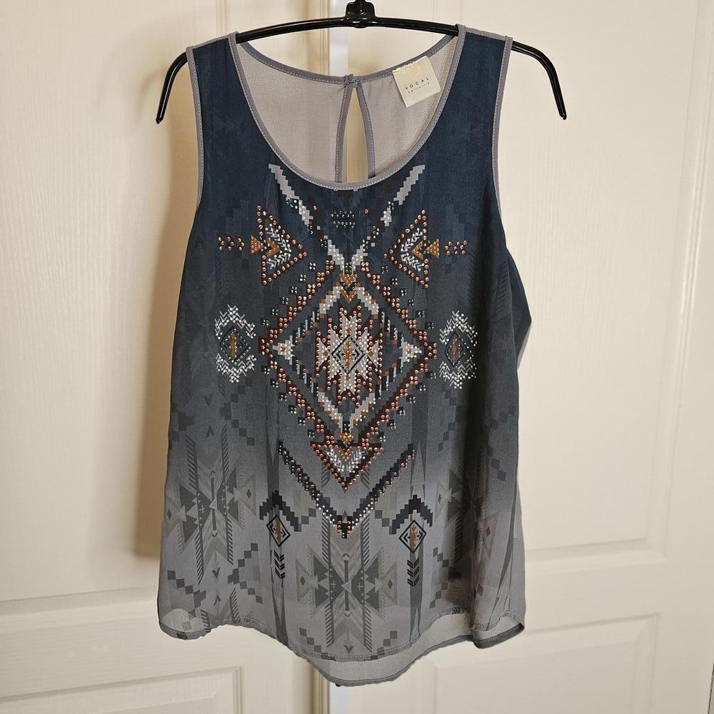 Vocal California Stylish Beaded Tank Top - Medium